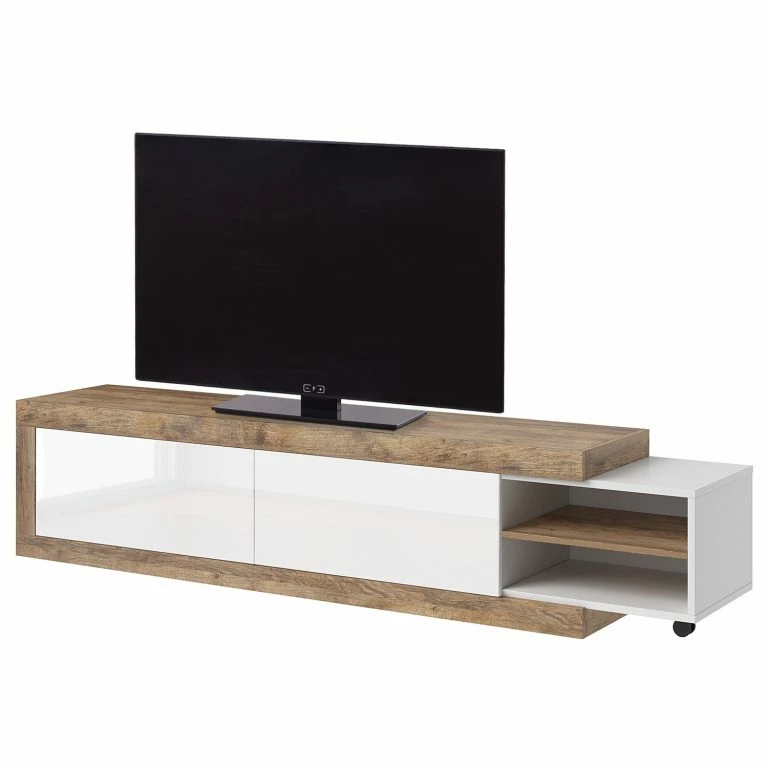 Loftscape Loftscape Meuble TV Shipley – Blanc Brillant / Imitation Chêne