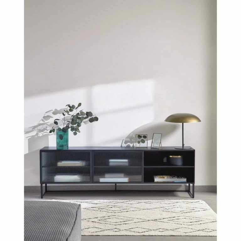 Loftscape Loftscape Meuble TV Tete – Verre / Métal – Noir