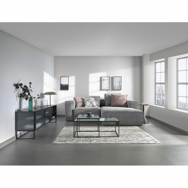 Loftscape Loftscape Meuble TV Tete – Verre / Métal – Noir