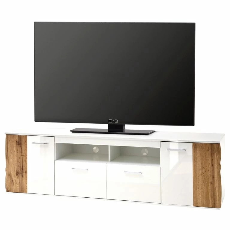 loftscape Loftscape Meuble TV Vantaa – Blanc brillant / Imitation chêne