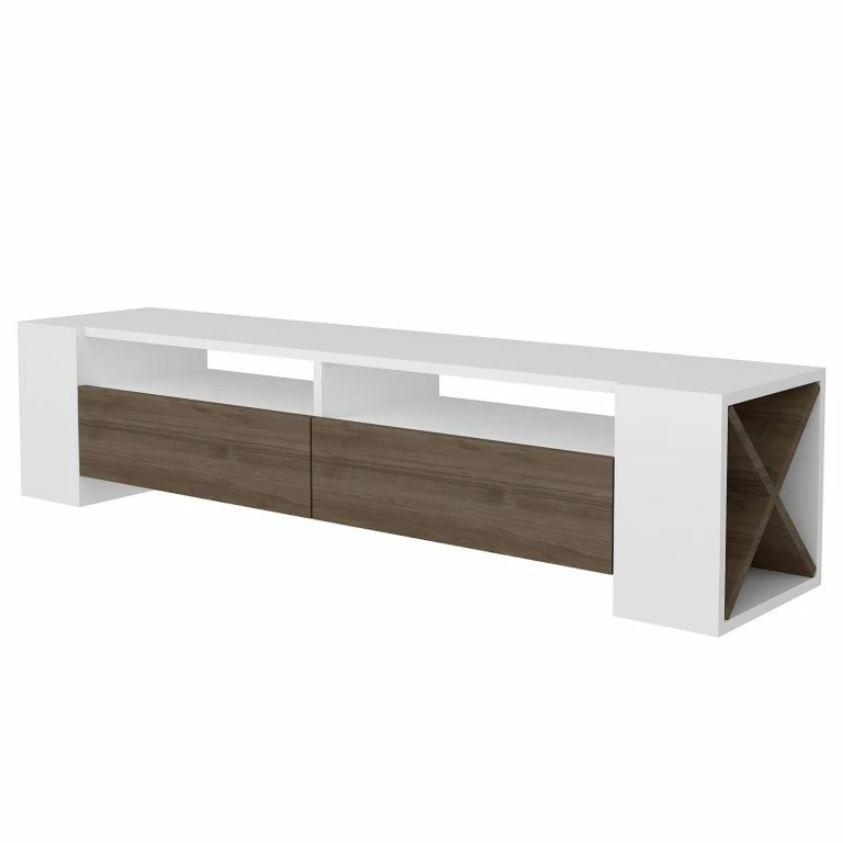 Loftscape Loftscape Meuble TV Varel – Blanc / Imitation Noyer