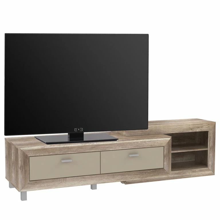 loftscape Loftscape Meuble TV Verdille – Beige brillant / Imitation chêne antique