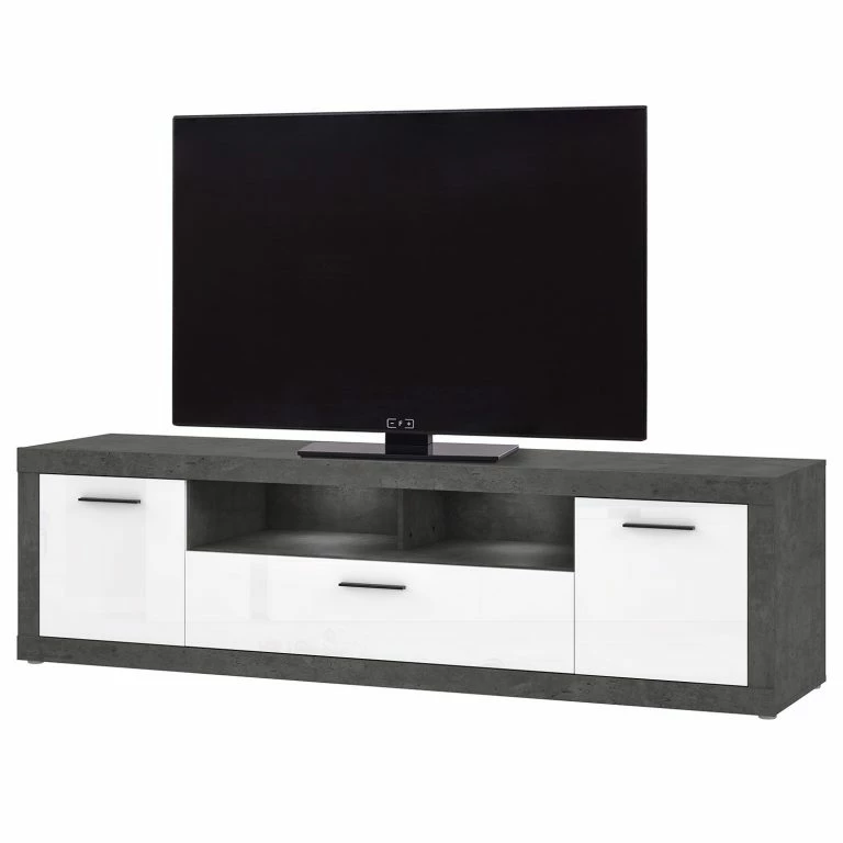 loftscape Loftscape Meuble TV Vetras II – Blanc brillant / Imitation béton