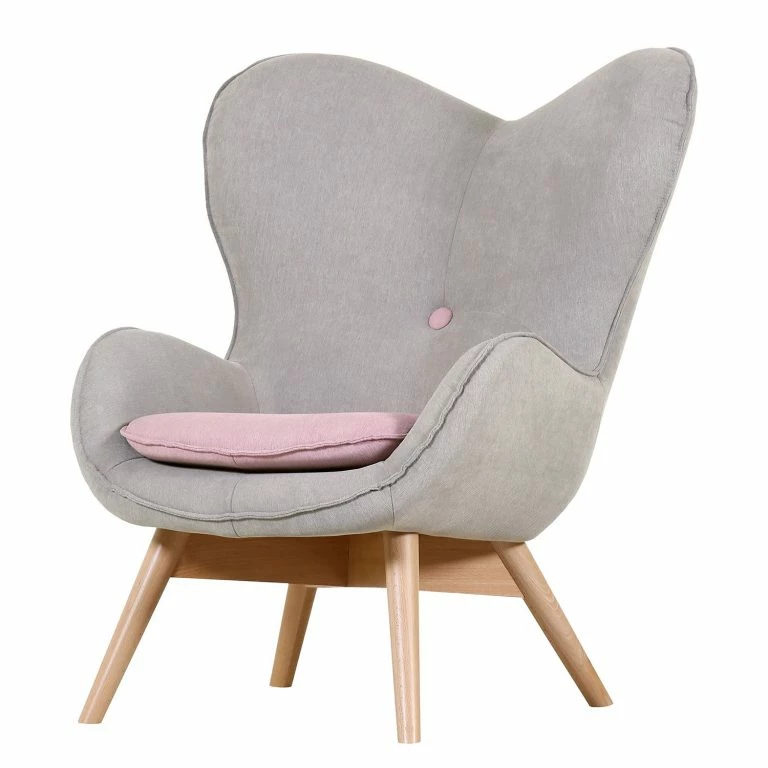loftscape Mørteens Fauteuil Ameson – Tissu – Gris / Rose