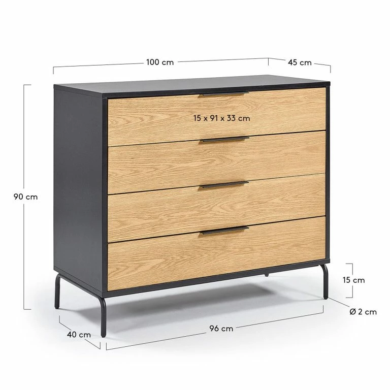 Loftscape Norrwood Commode Ceduna – Chêne / Noir Mat