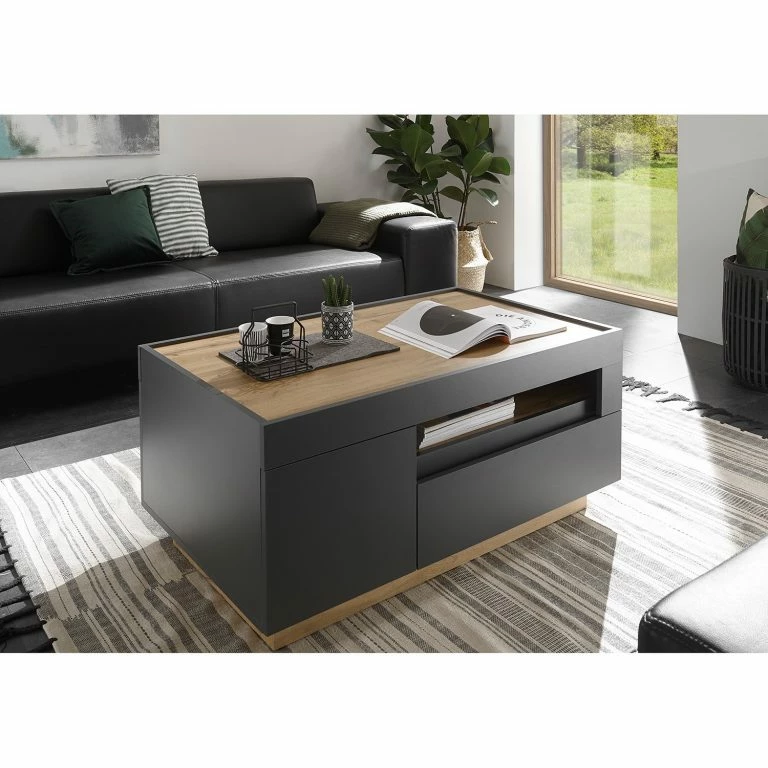Loftscape Loftscape Table Basse Accra – Anthracite / Imitation Chêne