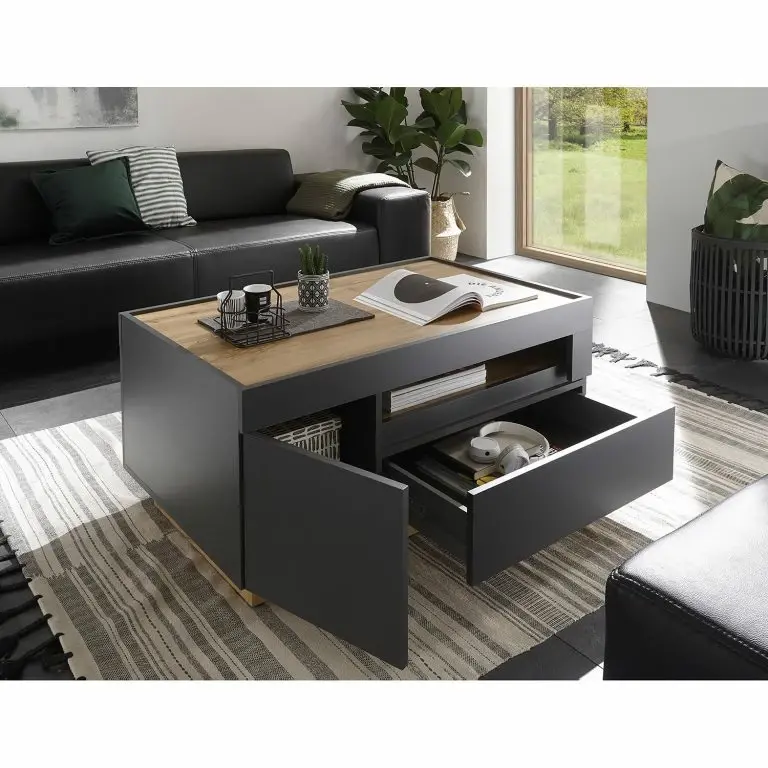 Loftscape Loftscape Table Basse Accra – Anthracite / Imitation Chêne