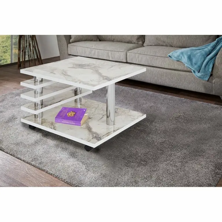 Loftscape Loftscape Table Basse Bacova I – Imitation Marbre Blanc
