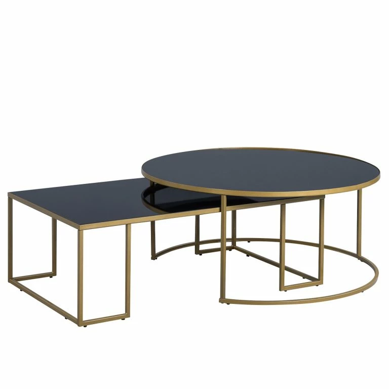 Loftscape Loftscape Table Basse Broomall II – Verre / Métal – Noir / Doré