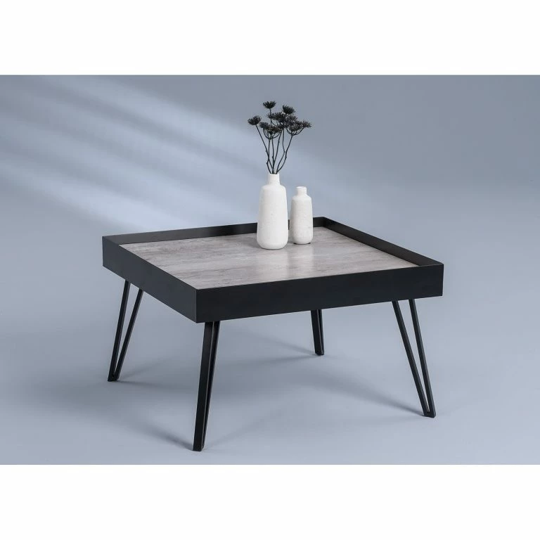 Loftscape Loftscape Table Basse Corbin I – Verre / Métal – Imitation Béton / Noir