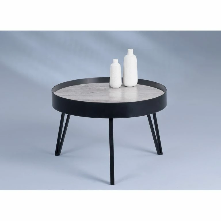 Loftscape Loftscape Table Basse Corbin II – Verre / Métal – Imitation Béton / Noir
