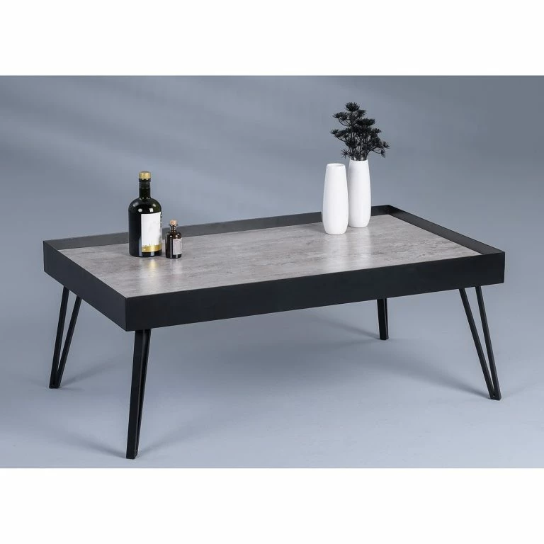 Loftscape Loftscape Table Basse Corbin III – Verre / Métal – Imitation Béton / Noir