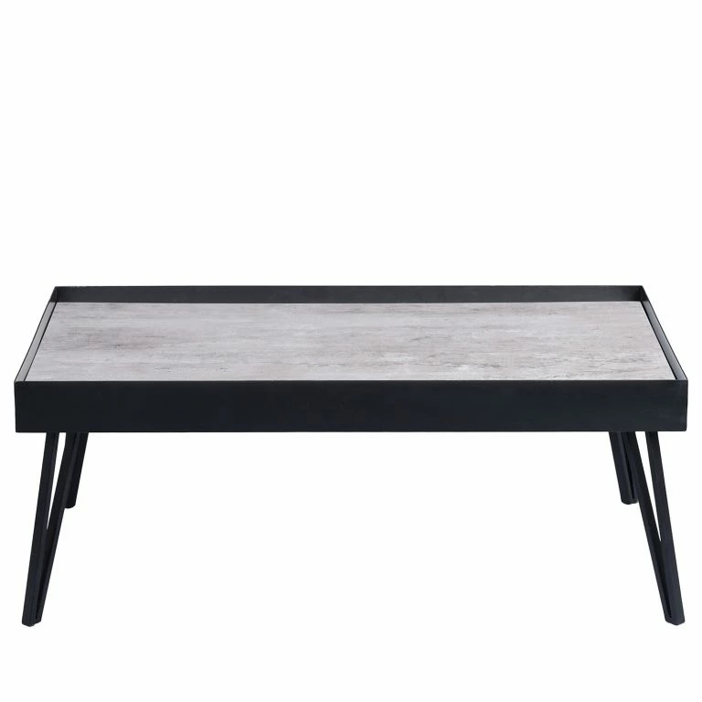 Loftscape Loftscape Table Basse Corbin III – Verre / Métal – Imitation Béton / Noir