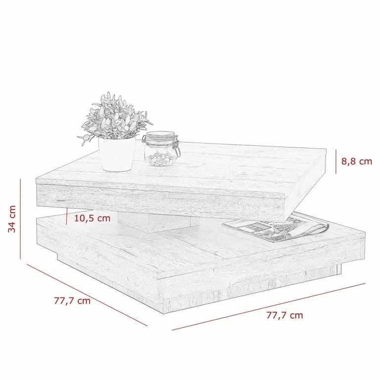 Loftscape Loftscape Table Basse Cutato – Imitation Bois Ancien