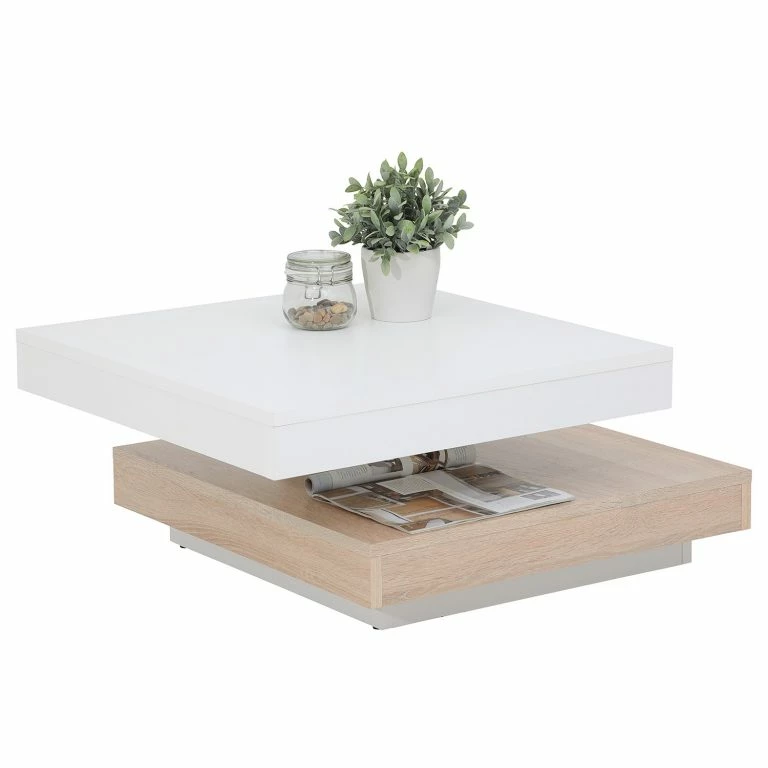 Loftscape Loftscape Table Basse Dyan – Blanc / Imitation Chêne De Sonoma