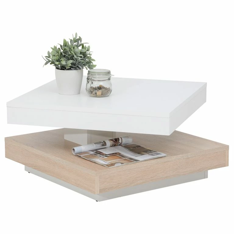 Loftscape Loftscape Table Basse Dyan – Blanc / Imitation Chêne De Sonoma