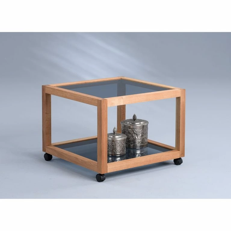 Loftscape Loftscape Table Basse Fulbeck I – Verre / Noyer Massif – Gris / Noyer – Largeur : 60 Cm