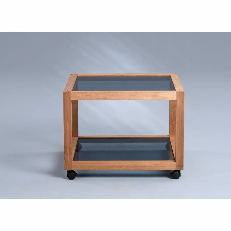 Loftscape Loftscape Table Basse Fulbeck I – Verre / Noyer Massif – Gris / Noyer – Largeur : 60 Cm