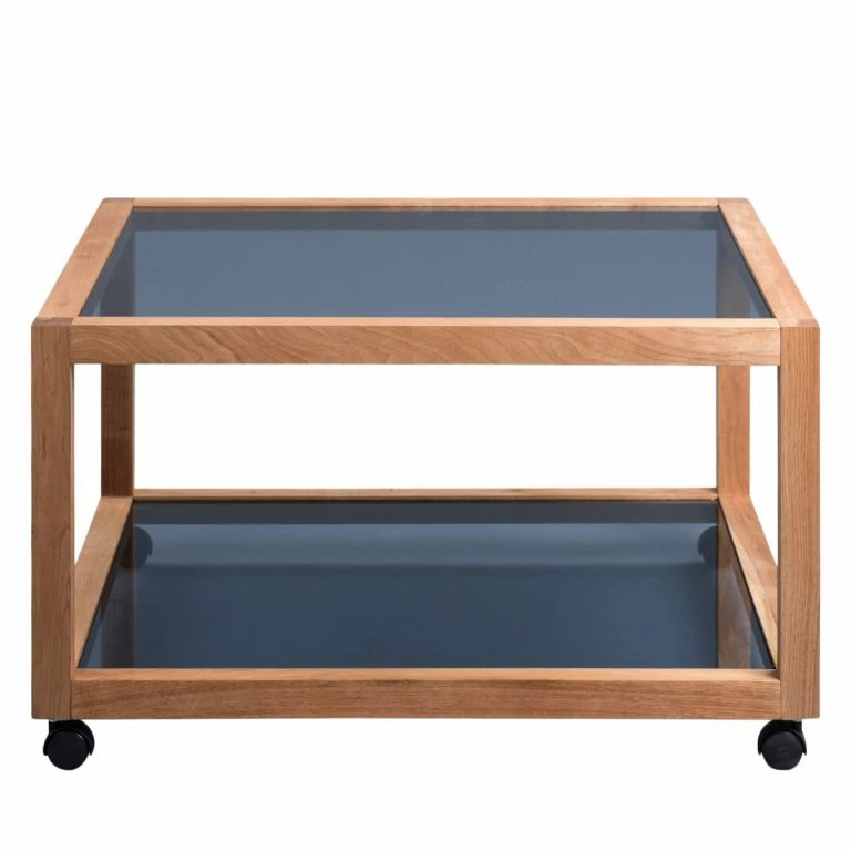 Loftscape Loftscape Table Basse Fulbeck II – Verre / Noyer Massif – Gris / Noyer