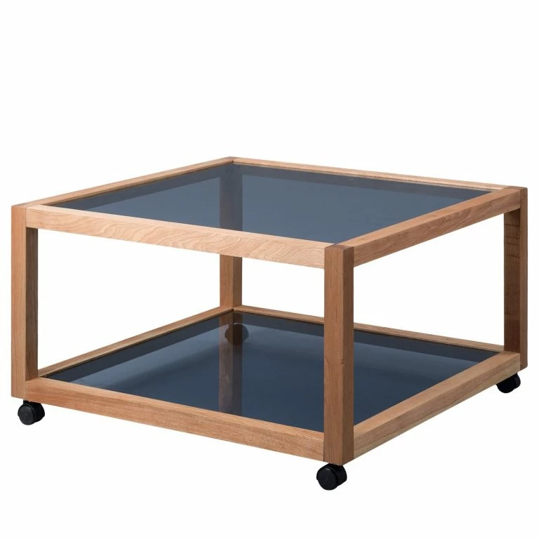 loftscape Loftscape Table basse Fulbeck II – Verre / Noyer massif – Gris / Noyer