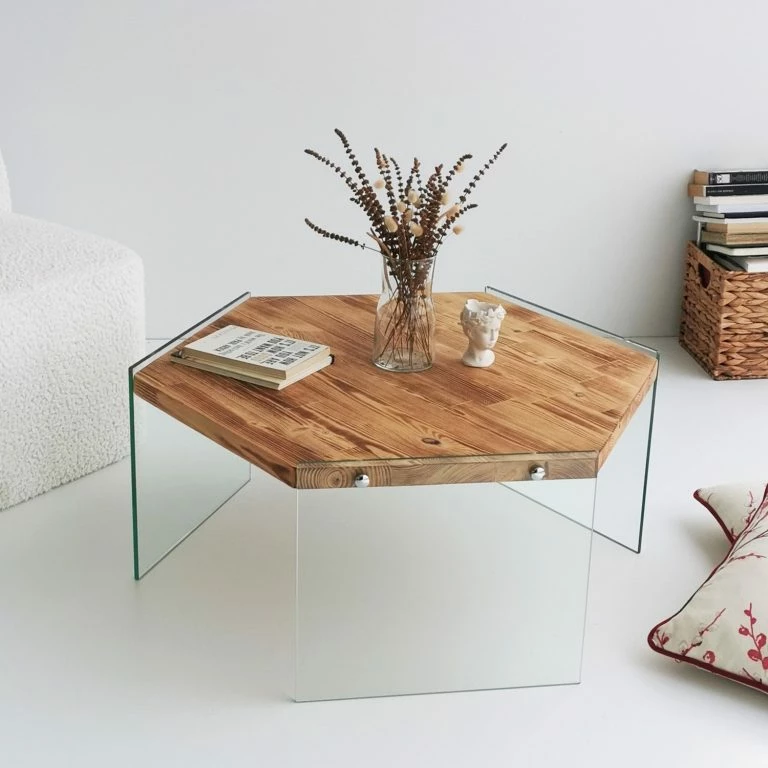 Loftscape Loftscape Table Basse Haditha – Verre / Pin Massif