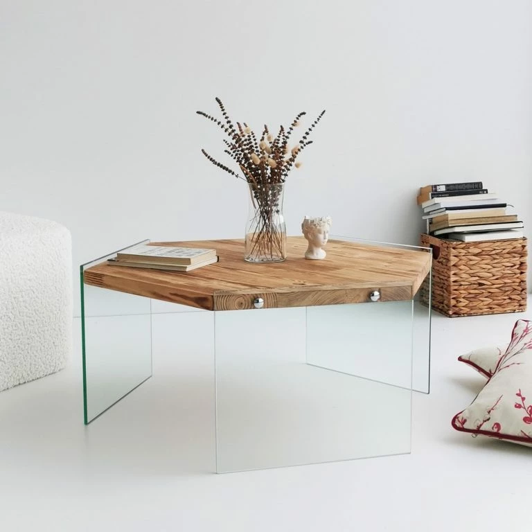 Loftscape Loftscape Table Basse Haditha – Verre / Pin Massif