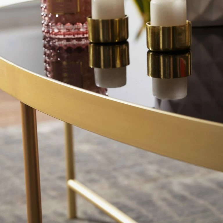 Loftscape Loftscape Table Basse Hitte – Verre / Métal – Noir / Doré