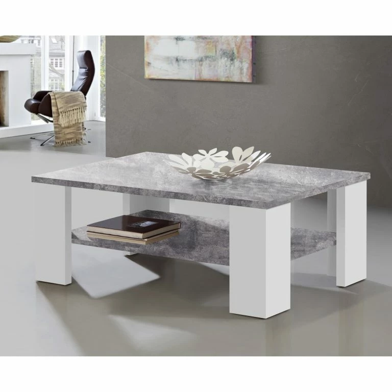 Loftscape Loftscape Table Basse Lono – Imitation Béton / Blanc