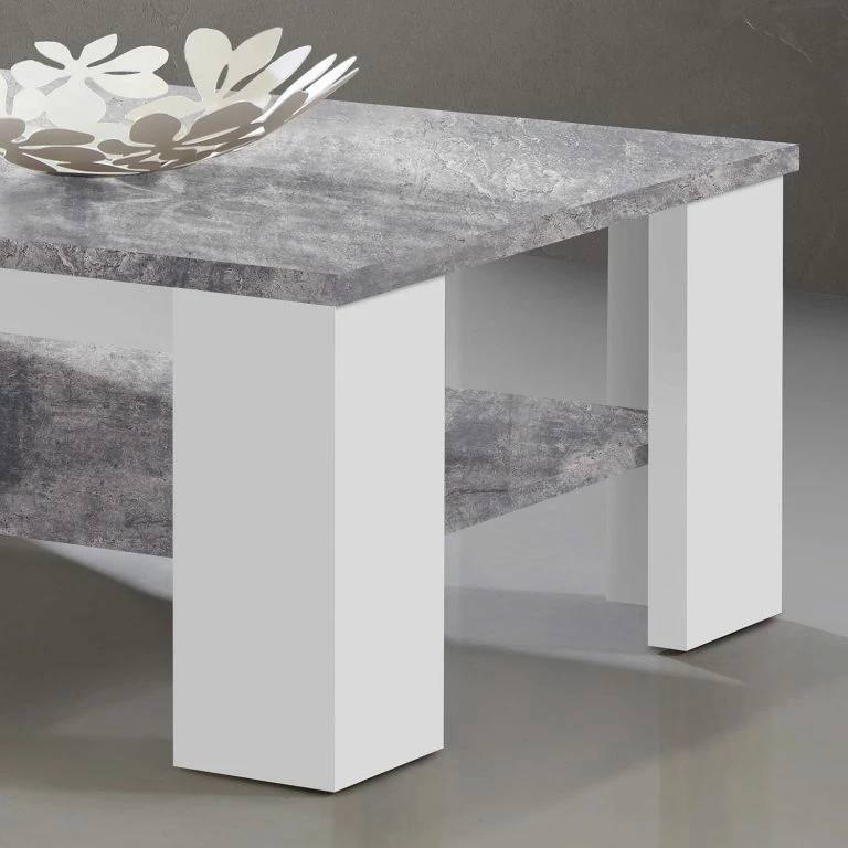 Loftscape Loftscape Table Basse Lono – Imitation Béton / Blanc