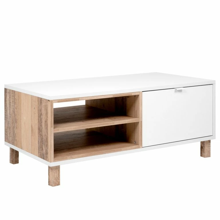 loftscape Loftscape Table basse Mayac – Blanc / Imitation bois recyclé