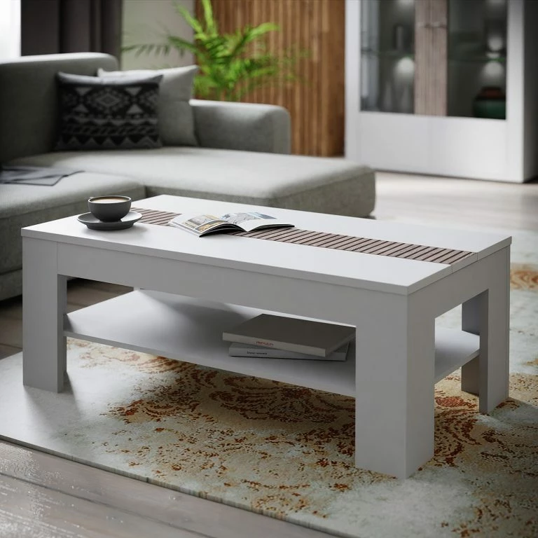 Loftscape Loftscape Table Basse Millquarter – Blanc / Imitation Chêne Clair