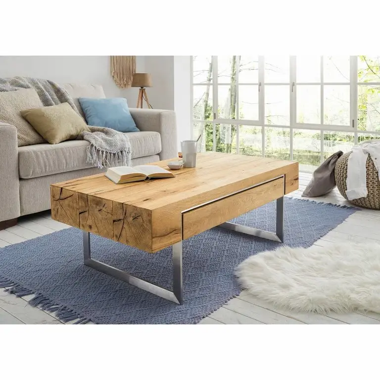 Loftscape Loftscape Table Basse Moab – Placage En Chêne Véritable – Chêne à Nœuds / Argenté