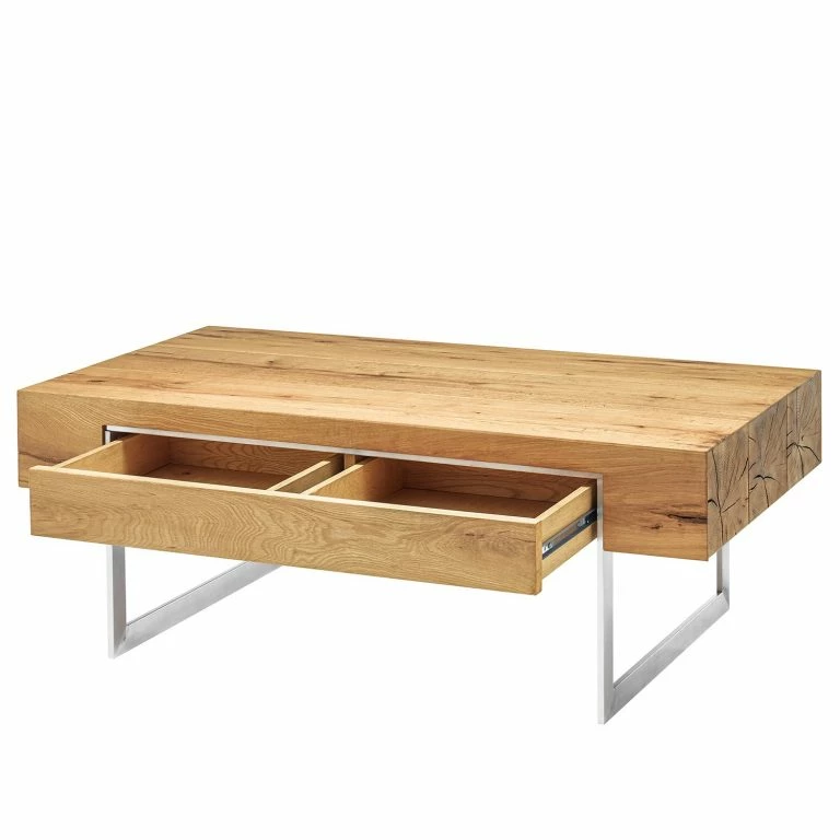 Loftscape Loftscape Table Basse Moab – Placage En Chêne Véritable – Chêne à Nœuds / Argenté
