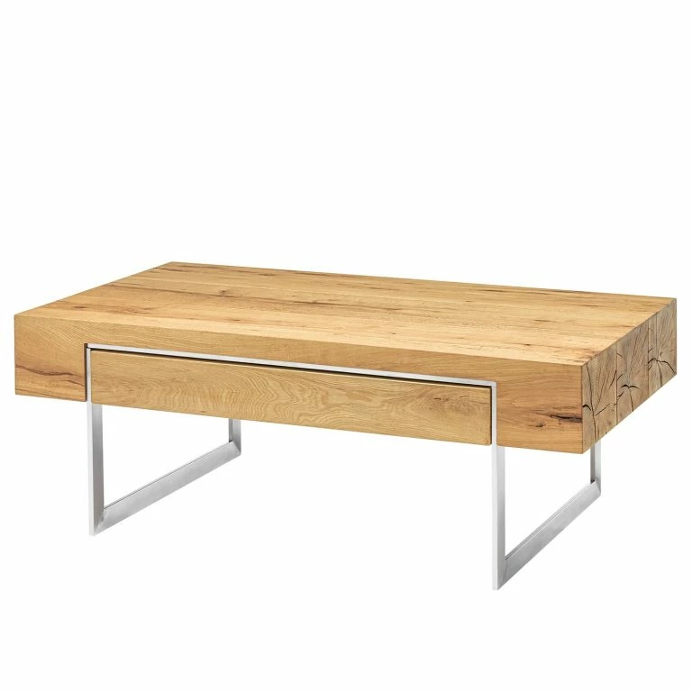 loftscape Loftscape Table basse Moab – Placage en chêne véritable – Chêne à nœuds / Argenté