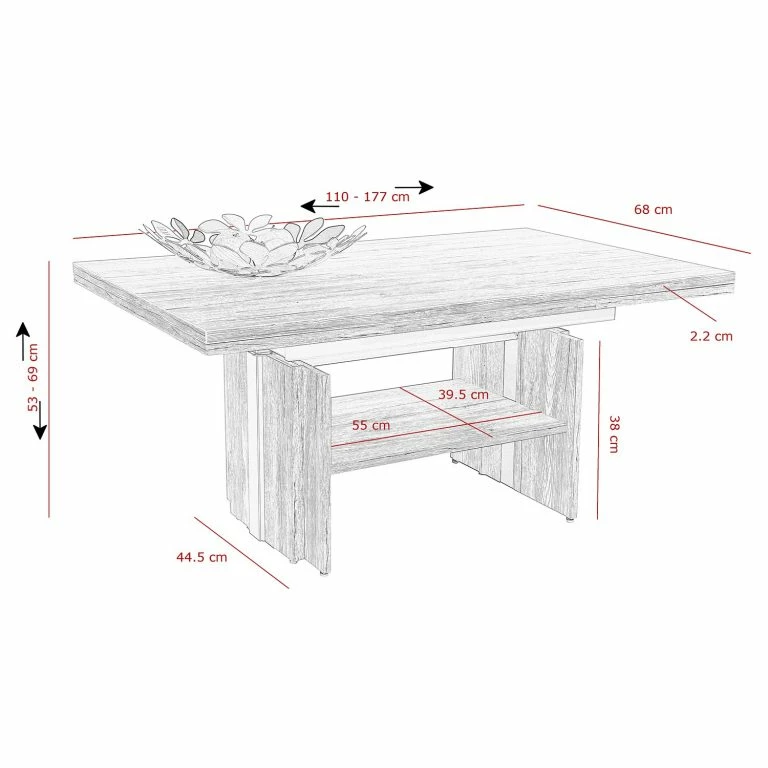 Loftscape Loftscape Table Basse Moree – Extensible – Imitation Chêne Artisan