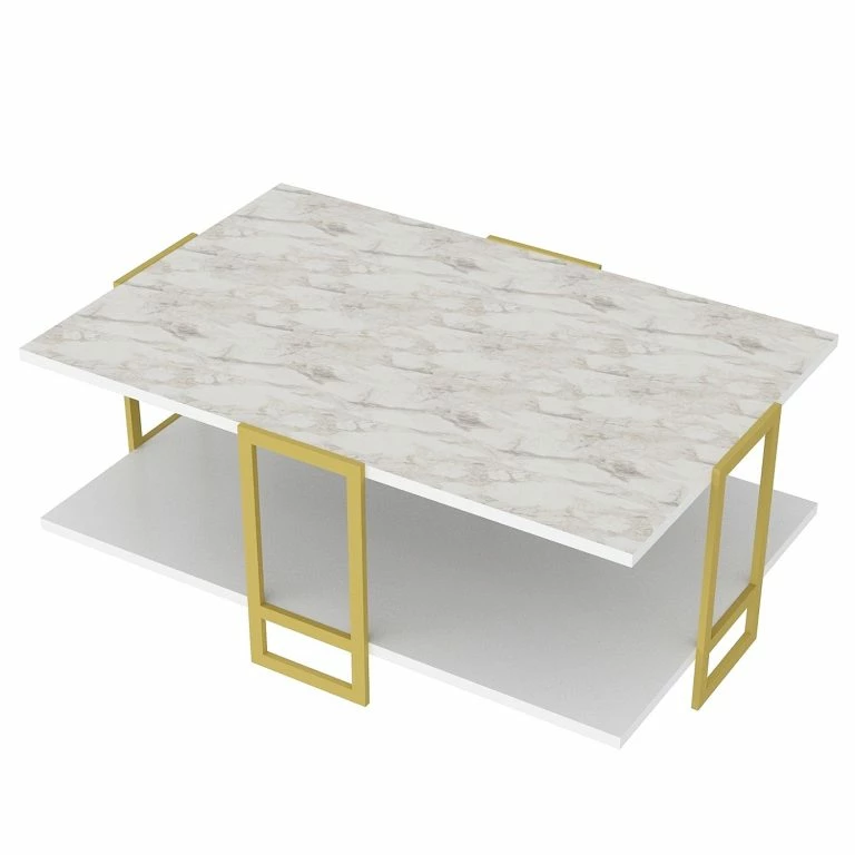 loftscape Loftscape Table basse Pisek – Imitation marbre blanc / Doré