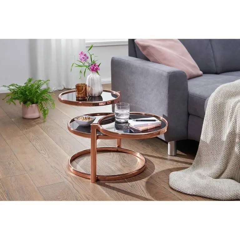 Loftscape Loftscape Table Basse Saiki – Verre / Métal – Noir / Cuivre