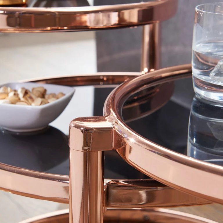 Loftscape Loftscape Table Basse Saiki – Verre / Métal – Noir / Cuivre