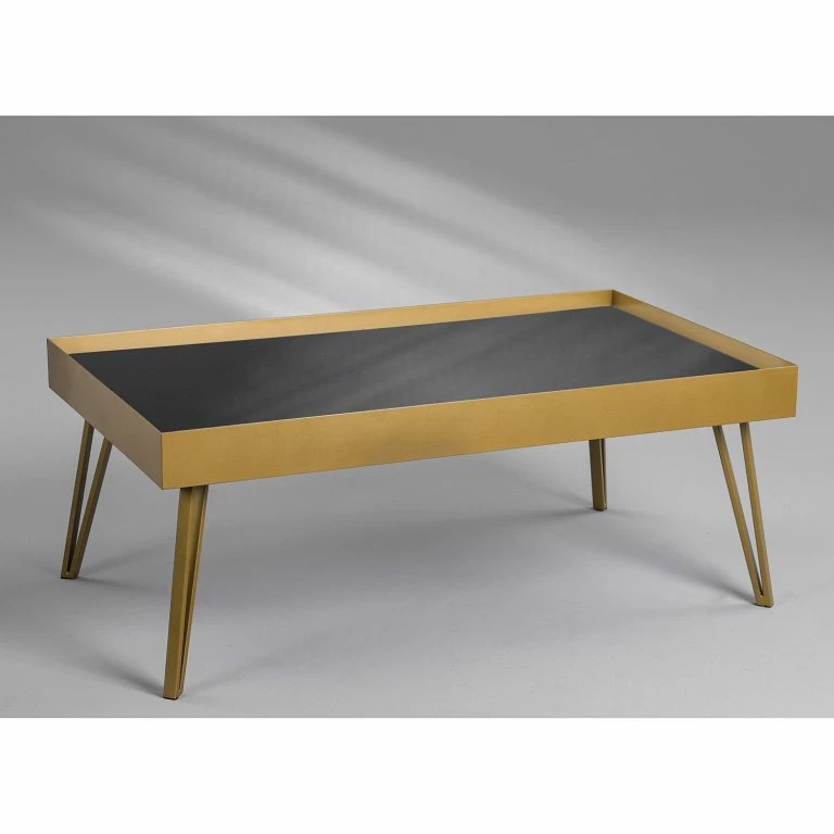 Loftscape Loftscape Table Basse Soccia II – Verre / Métal – Noir / Doré