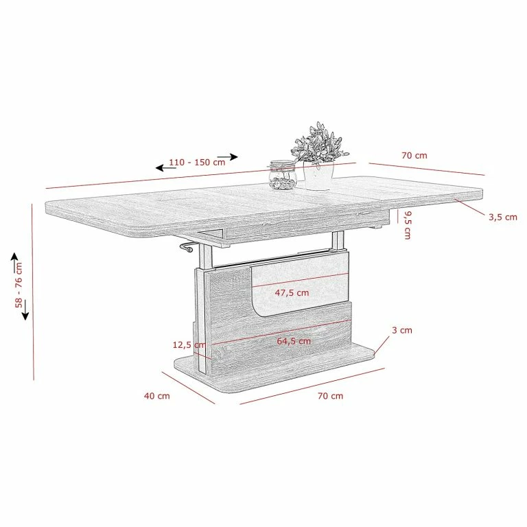 Loftscape Loftscape Table Basse Theen – Extensible – Imitation Chêne Artisan