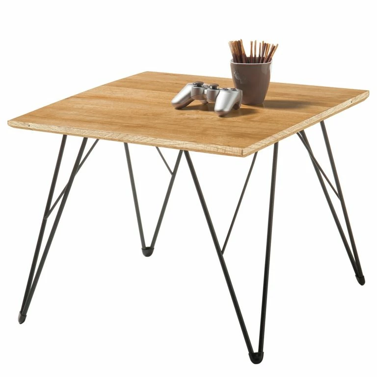 Loftscape Loftscape Table Basse Zavalla – Chêne à Nœuds Massif / Métal – Chêne à Nœuds / Noir – Largeur : 60 Cm
