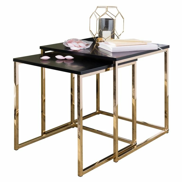 Loftscape Loftscape Tables Gigognes Menville (lot De 2) – Noir / Doré Rosé