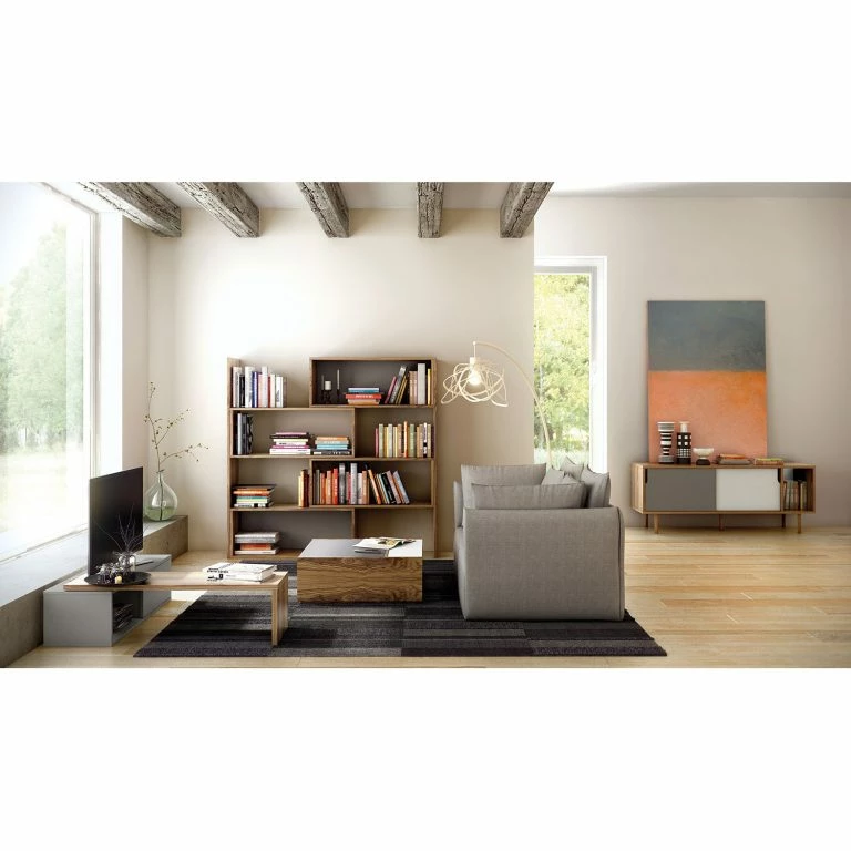 Loftscape Temahome Meuble TV Echo – Gris / Noyer