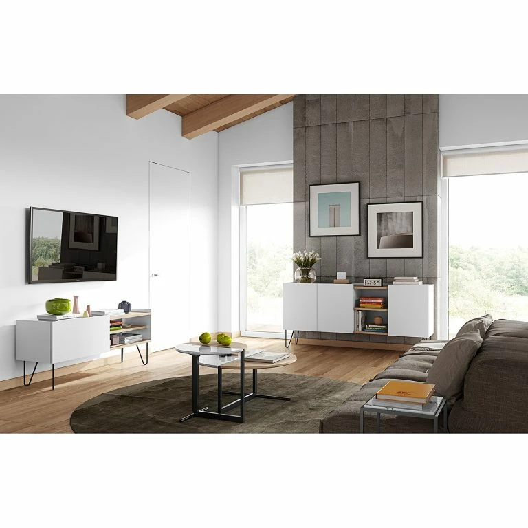 Loftscape Temahome Meuble TV Nina – Chêne / Blanc