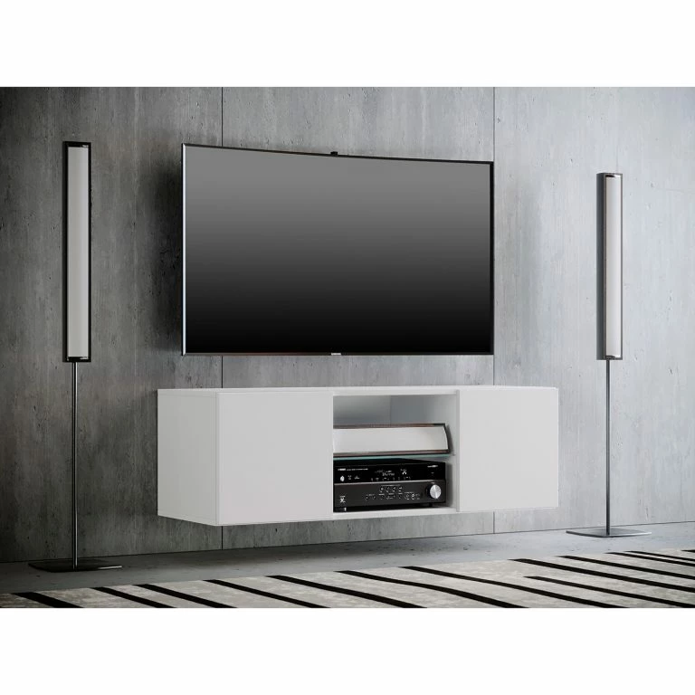 Loftscape VCM Meuble TV Jusa – Blanc – Largeur : 115 Cm