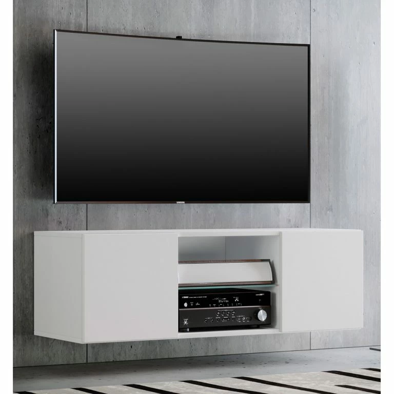 Loftscape VCM Meuble TV Jusa – Blanc – Largeur : 115 Cm