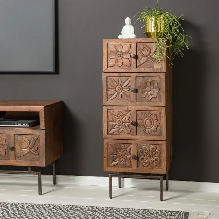 Loftscape Wolf-Möbel Commode Carving – Acacia Massif