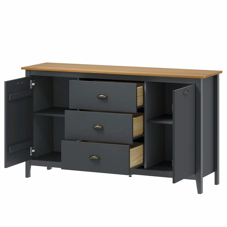 Loftscape Maison Belfort Buffet Rivery III – Pin Massif – Anthracite