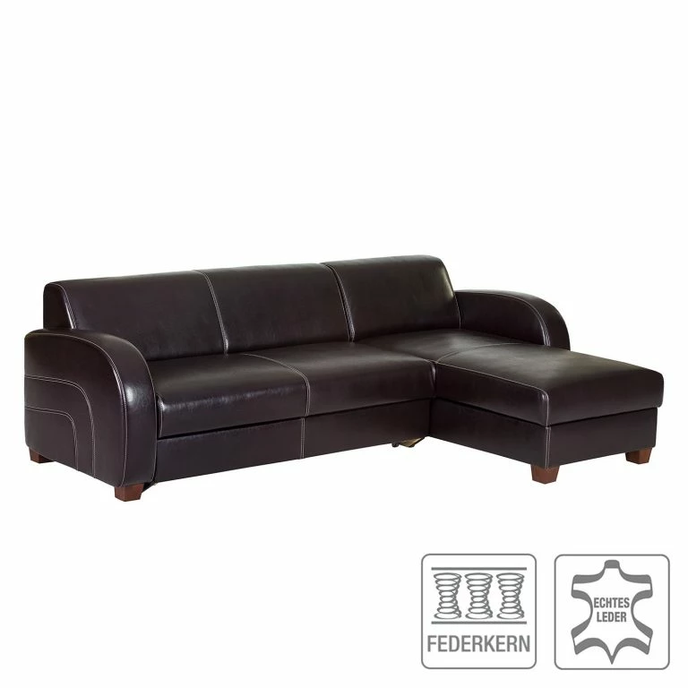 Loftscape Maison Belfort Canapé D’angle Ballina – Marron Foncé – Méridienne Courte à Droite (vue De Face)