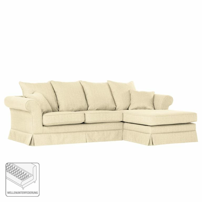 Loftscape Maison Belfort Canapé D’angle Campagne I Tissu – Ecru – Méridienne Courte à Droite (vue De Face)